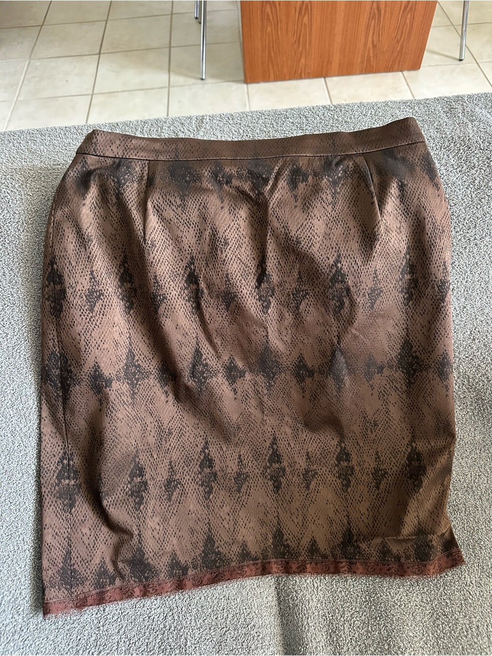 VTG Escada by Margaretha Ley Brown Snakeskin Diamond Print Pencil Skirt 42 US 10
